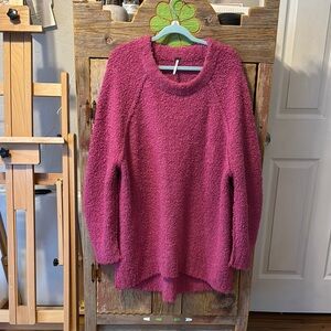 Free People Pink Sweater dress.Size large. So cute with fishnets and moto boots!